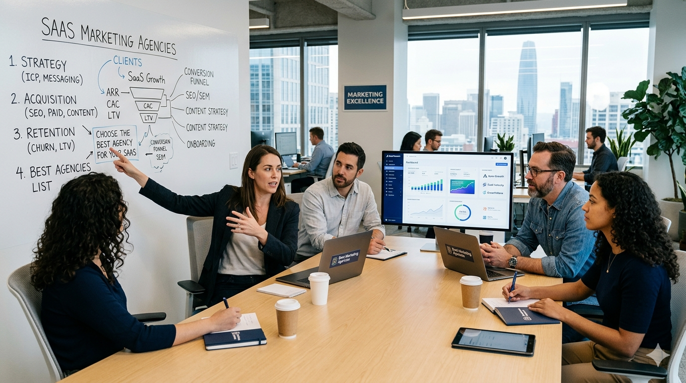 Business meeting with marketing strategies discussed